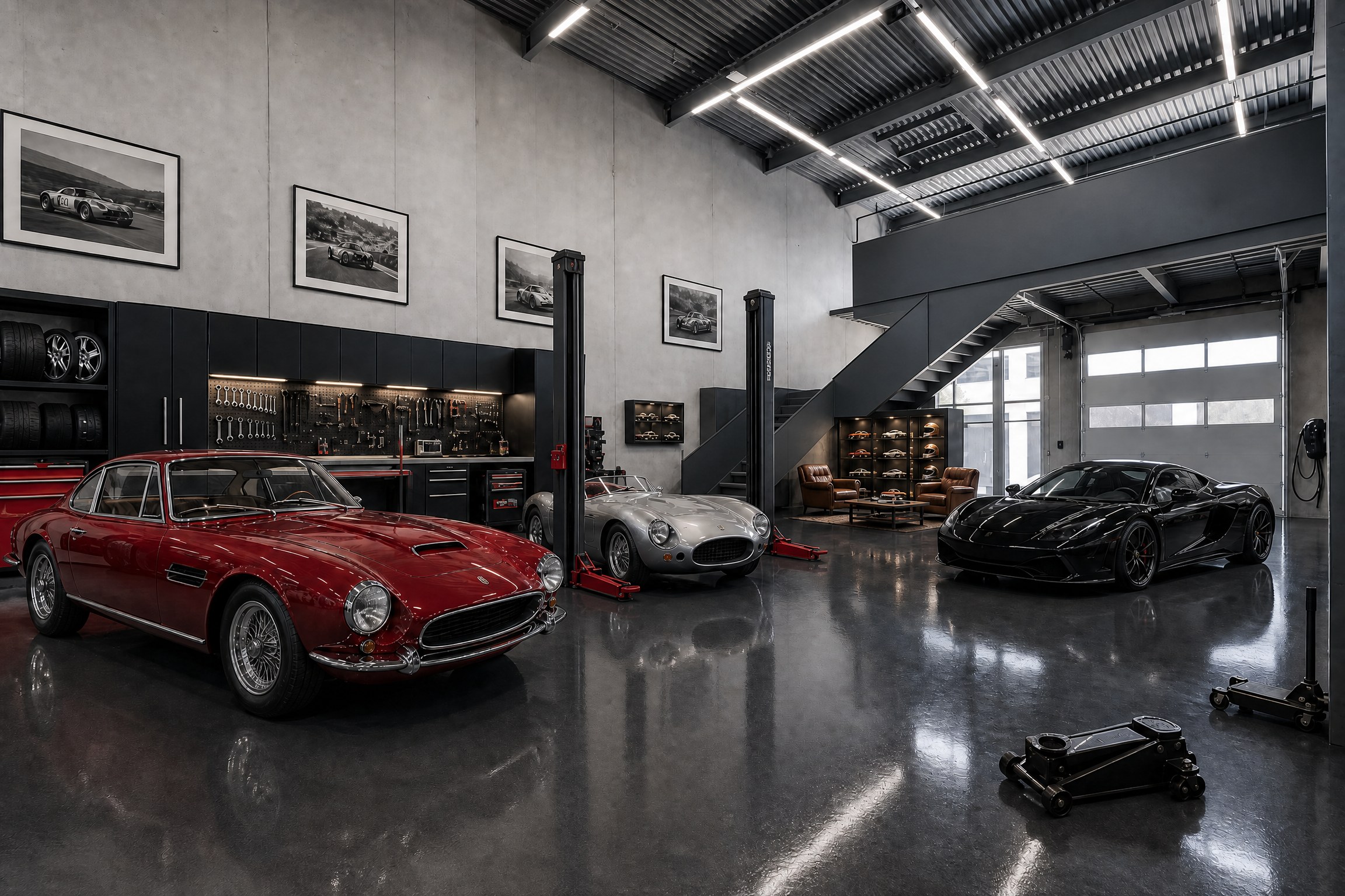 Rendering of a collector car garage inside an Appaloosa unit